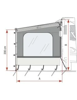 250 Side "Fiamma Side W Caravanstore" Med Vindue -Campingudstyr Butik Side Fiamma Caravanstore XL 250 Dybde 1 905531 Campingpriser.dk p